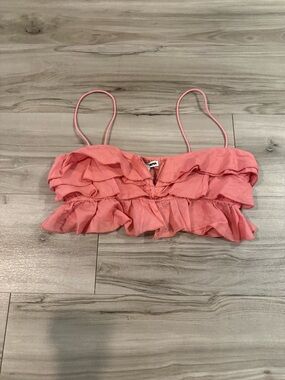 Ruffled Cropped Cami Top - Pink